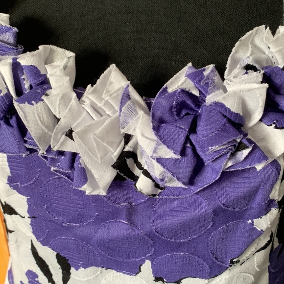 R&K Originals White/Blue/Purple Floral Ruffle Dress - NWT - Picture 3 of 12